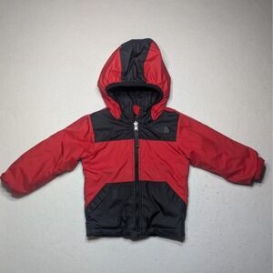 The North Face Kids Reversible Fleece Puffer Jacket Red Black Hooded